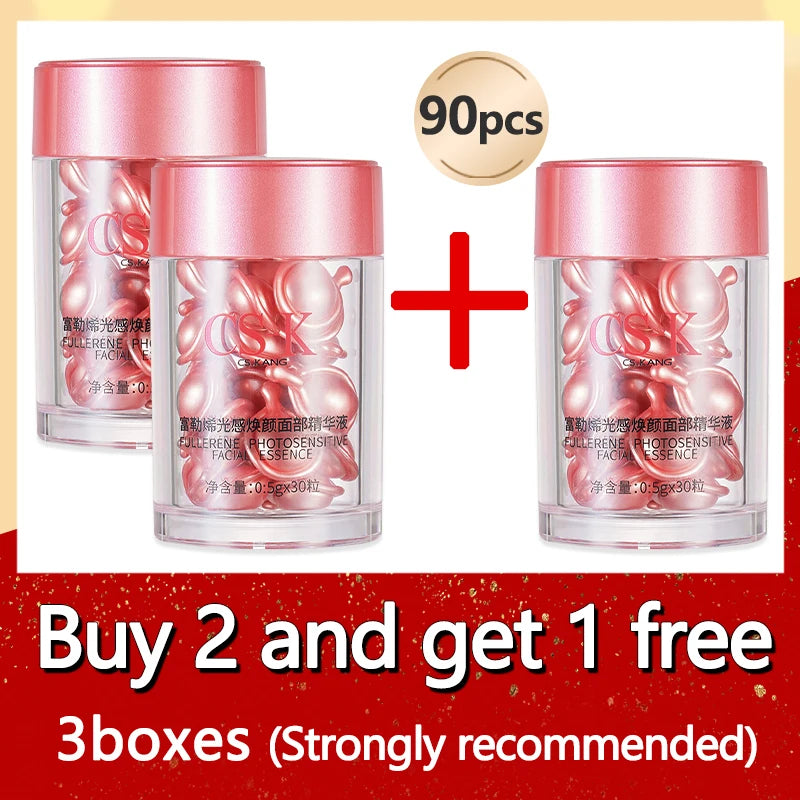30/90Capsules Fullerene Anti-Aging Powder Capsule Face Serum Firming Fade Fine Lines Vitamin C Whitening Dark Spot Remover Skin