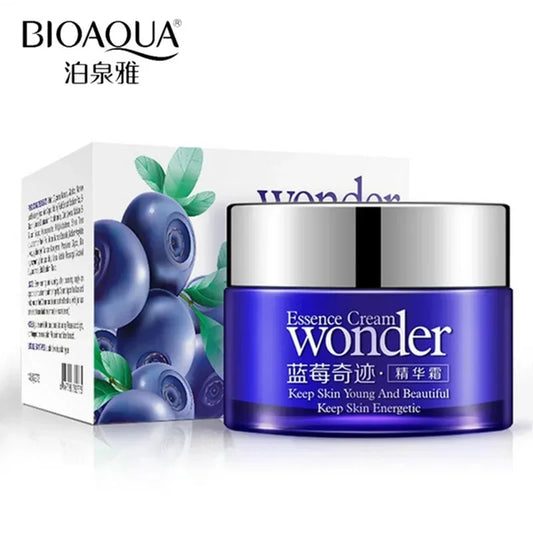 BIOAQUA Blue Wonder Blueberry Face Cream Essence Moisturizing Snail Cream Deep Hydrating Face Serum Skin Care Sleep Mask